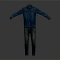 Blue Denim Shirt and Jeans Full Body Display with Open Arms Pose
