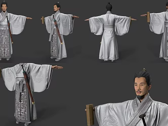 Warring States People, Ancient Figures, Poets 3d model