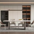 Modern Restaurant Dining Table and Chair Sideboard 3d model