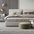 Modern Bedroom Interior With Comfortable King Bed Nightstands Large Mirror And Soft Rug