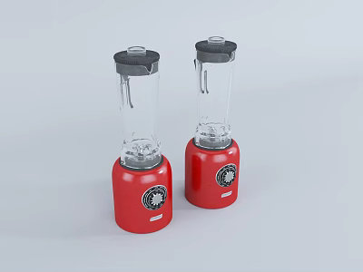 Two Red Blenders With Transparent Jars And Red Bases For Kitchen Use 3d model