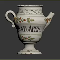 White Ceramic Teapot With Floral Patterns TEA PEK Lettering And Decorative Base 3d model