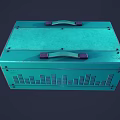 Vintage Television with Teal Casing Retro Display Screen Control Knobs and Handle Design