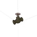 Industrial Pipeline Valve With Red Wheel Handle And Metal Body Structure