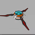 Circular Mechanical Component With Red White Fins And Blue Central Section