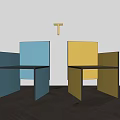 Modern Geometric Dining Chairs In Blue And Yellow With Angular Design For Home Use 3d model