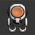 White And Black Mechanical Robot Character With Spherical Head Orange Visor And Legs