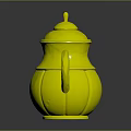 Yellow Pumpkin Shaped Teapot With Silver Top And Handle For Home Kitchen Use