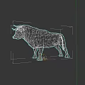 Colorful Low Poly Bull Sculpture With Red Yellow Purple Geometric Design