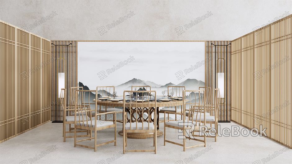 New Chinese-style private dining table and chairs model