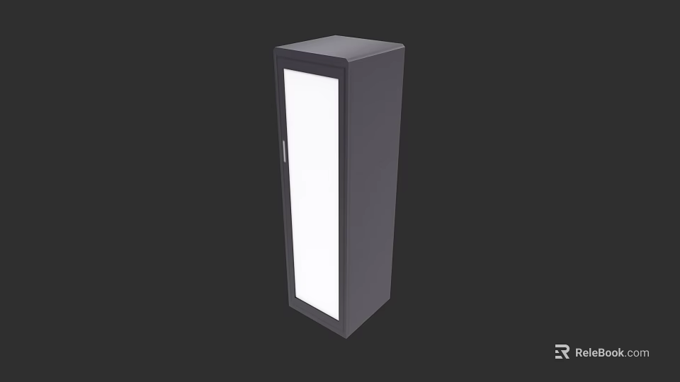 Commercial Vertical Storage Cabinet With Glass Door In Dark Gray For Office 3d model 