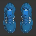 Blue Modern Lace Up Sneakers With Thick Sole And White Stripes Sporty Design