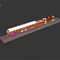 Red and White Model Train on Tracks with Detailed Carriages and Classic Design