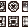 Chinese-style hollow-out lattice square carved solid wood window flower hollow partition screen lattice window 3d model