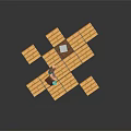 Minecraft Style Decorative Figurine And Grandfather Clock Ornament Set On Checkerboard Wooden Base