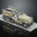 Vintage Military Green Utility Vehicle With Tracks And Open Cargo Bed