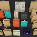 Assorted Colorful Paper Shopping Bags With Handles And Diverse Patterns