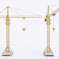 Golden Tower Cranes As Heavy Duty Industrial Equipment For Construction Sites