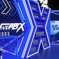Snow Beer Super X Interactive Zone With Blue Lighting And X Shaped Structure 3d model