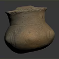 Traditional Hand Carved Clay Vessel With Textured Patterns And Handle