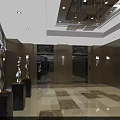 Elegant Modern Elevator Lobby Interior Design With Marble Floor And Decorative Sculptures