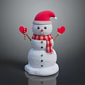 Snowman Character With Red Santa Hat Scarf Gloves And Candy Cane