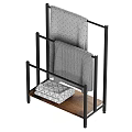 Functional Bathroom Accessories Metal Towel Rack with Wooden Base Hanging and Stacked Towels