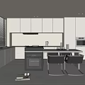 Modern Kitchen Interior Design With Island Counter Cabinets And Appliances 3d model