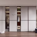 Modern Wardrobe Interior Design With Sliding Doors Hanging Clothes And Storage Shelves