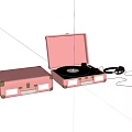 Pink Suitcase Style Record Player with Matching Headphones and Storage Case