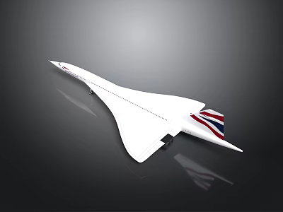 White Supersonic Aircraft Model With Streamlined Design And Red White Blue Tail 3d model