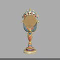 Egyptian Style Decorative Mirror With Golden Frame Skull Decorations And Colorful Base