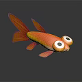 Vibrant Orange Goldfish With Big Eyes Orange Fins Tail And Reflection On Black Background