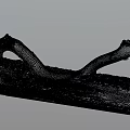 Natural Curved Wooden Log with Organic Shape on Grass Covered Ground