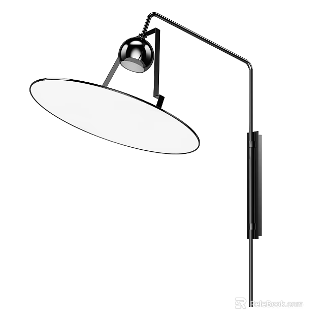 Modern Floor Lamp With Circular Shade And Metal Stand For Home Decor 3d model 