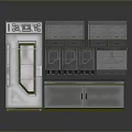 Futuristic Sci Fi Control Console With Multiple Panels Screens Drawers and Control Buttons 3d model