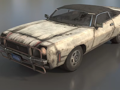 Classic Vintage Car With Worn Out Exterior Faded Paint Black Roof And Rusty Details 3d model