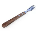 Vintage Metal Fork With Wooden Handle And Rivet Details For Daily Use