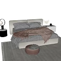 Modern Bed Double Bed Fabric Bedside Table Bedside Backrest Futon Cushion 3d model