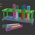 Laboratory Furniture Test Tube Rack With Blue Cap Tubes And Storage Holder