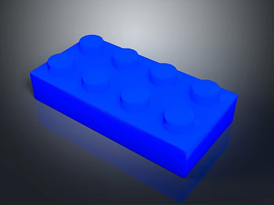 Blue Rectangular Plastic Building Block With Round Studs As Household Item 3d model