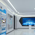 Modern Leadership Care Exhibition Hall With Display Boards Multimedia Screen And Achievements