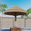 Modern Pavilion Umbrella Thatch Pavilion Combination 3d model