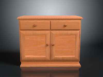 Wooden Storage Cabinet With Two Drawers And Two Doors Simple Design 3d model