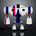 Police Robot With White Blue Red Color And Mechanical Arms Legs Design