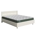Modern Double Bed with White Frame and Green Supportive Quilted Mattress Design
