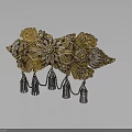 Ornate Gold Floral Hair Accessory With Crystal Tassels And Decorative Gems