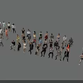 Diverse Group of People in Various Poses and Different Casual Outfits