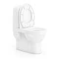 White Modern Toilet With Open Lid For Clean Contemporary Bathroom Design