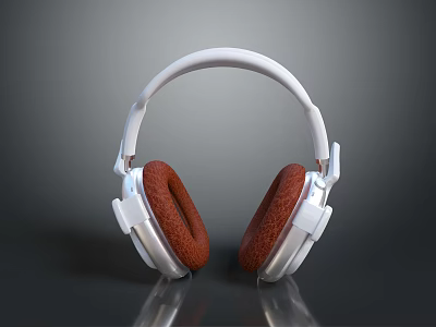 White Computer Headphones With Red Ear Cushions Modern Design And Comfortable Fit 3d model